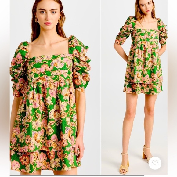 NWOT MISA Kate Dress Kelly Blossoms Cotton Puff Sleeve / Medium - Picture 1 of 13